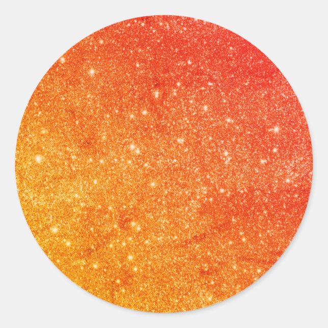 Eleganter Orange Glitzer Runder Aufkleber (Vorderseite)
