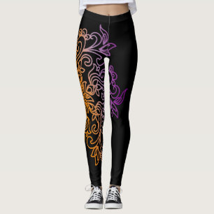 Eleganter orange lila Steigung Mandala Leggings