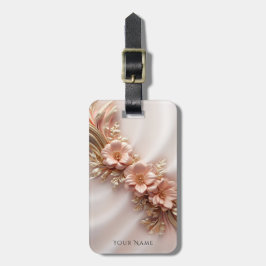 Eleganter Orange Peach Floral Luggage Tag Gepäckanhänger