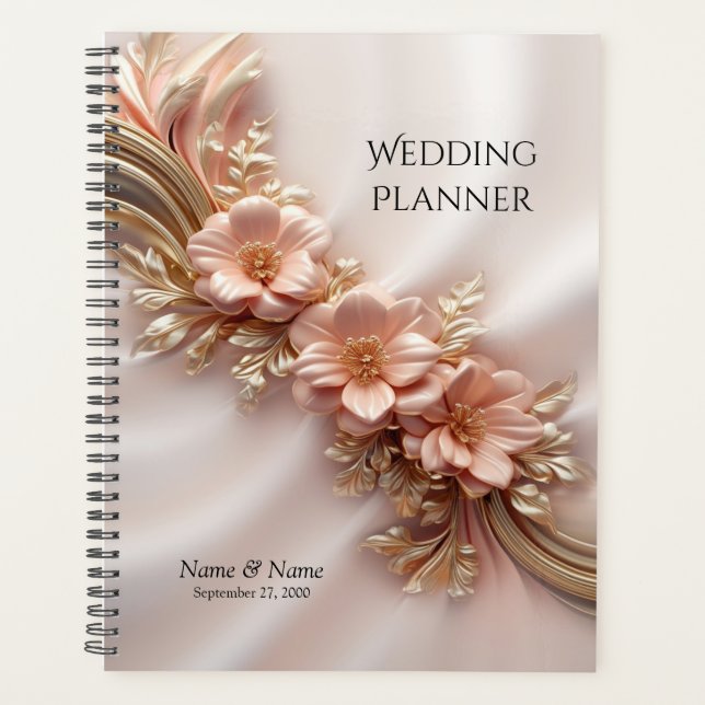 Eleganter Orange Peach Floral Planner Planer (Vorderseite)