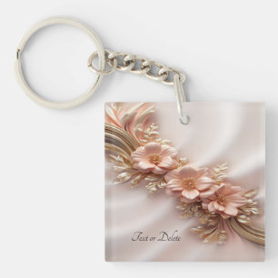 Eleganter Orange Peach Floral Schlüsselanhänger