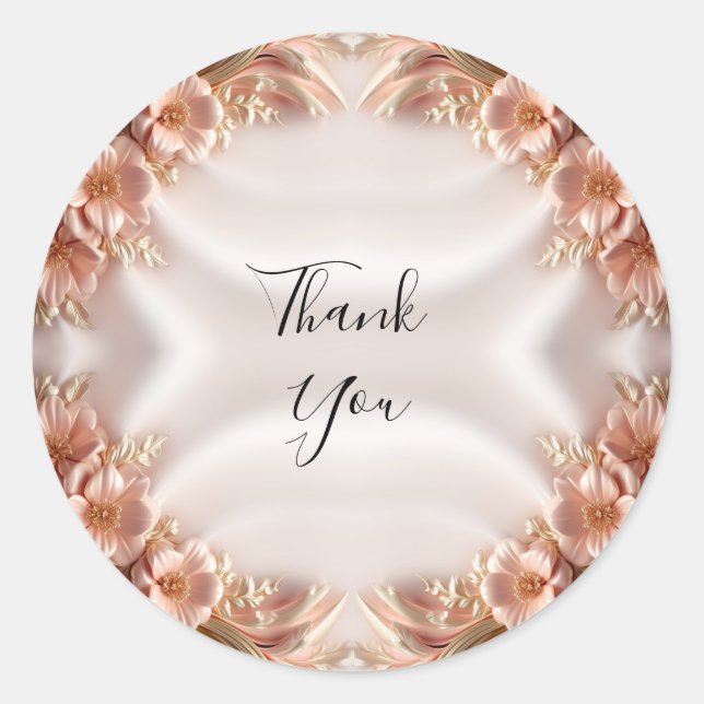 Eleganter Orange Peach Floral Sticker (Vorderseite)