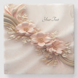 Eleganter Orange Peach Floral Stone Untersetzer