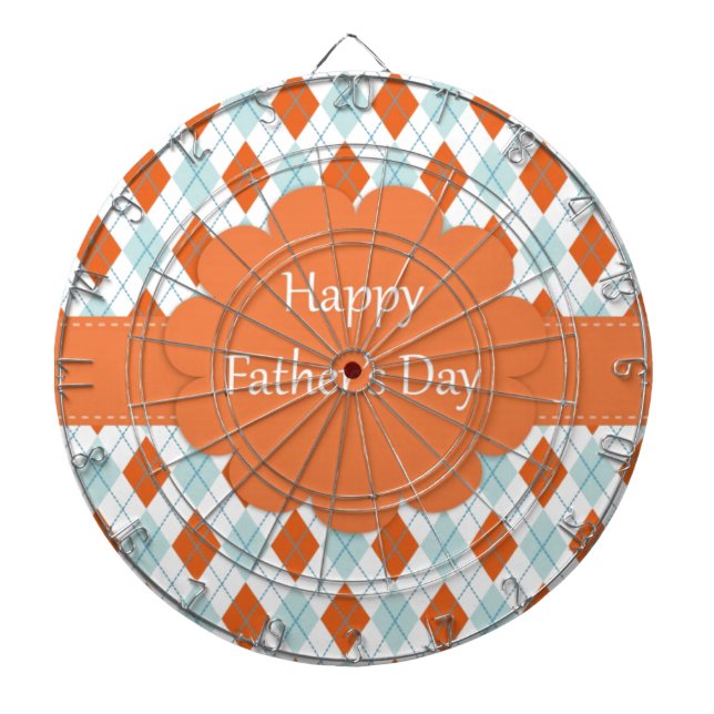 Eleganter Orange Raute Muster Vater Dartscheibe (vorne)