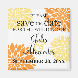 Eleganter orangefarbener Blütenbrand Save the Date Magnet