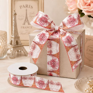 Eleganter orangefarbener Kronleuchter Paris Eiffel Satinband