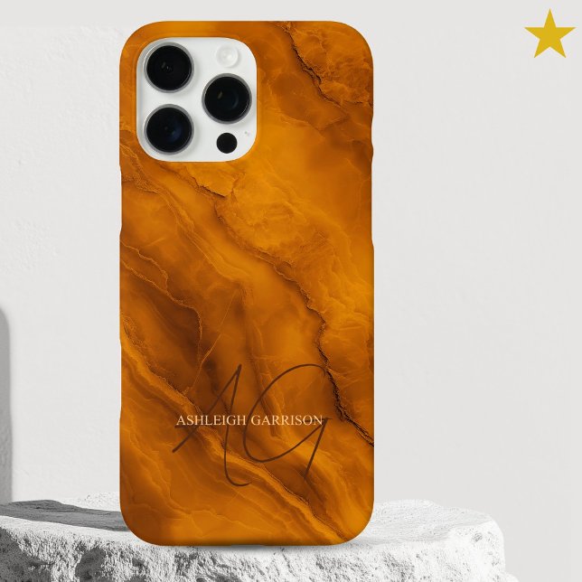 Eleganter orangefarbener Marmor mit individuellem  Case-Mate iPhone Hülle (Von Creator hochgeladen)