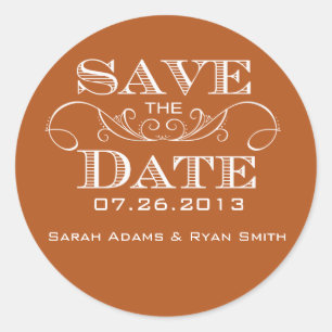 Eleganter Orangen-Save the Date Aufkleber