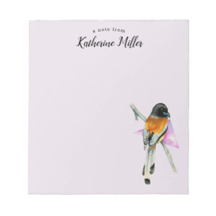 Eleganter Orangen- und Schwarzwasser-Bird Notizblock