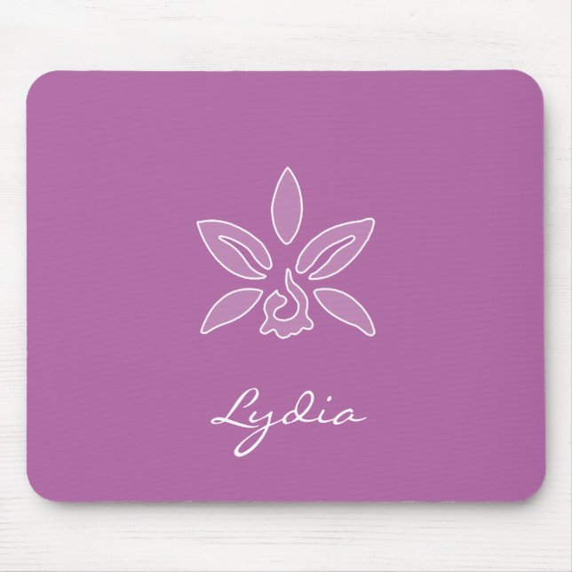 Eleganter Orchid Einfache fette Lila Blume mit Nam Mousepad (Vorne)