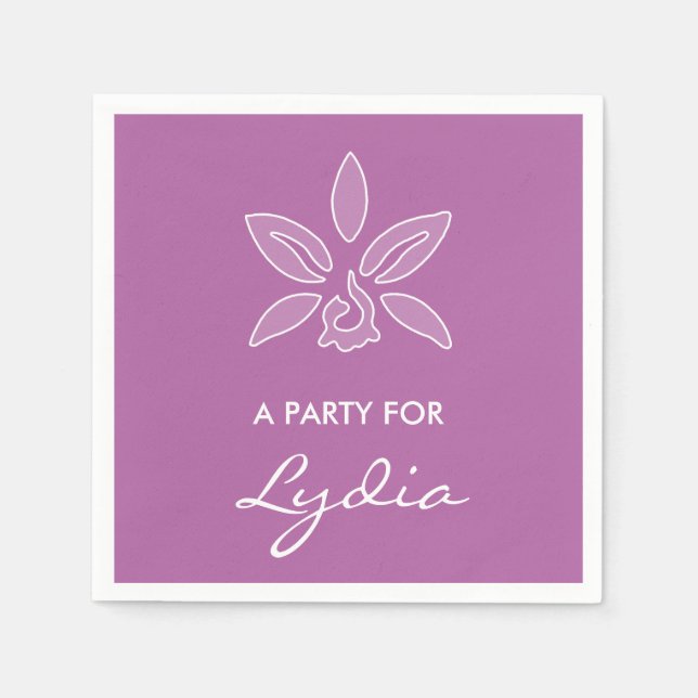 Eleganter Orchid Einfache fette Lila Blume mit Nam Serviette (Vorderseite)