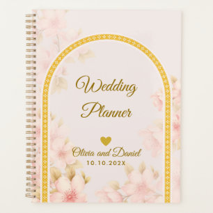 Eleganter Organizer für rosa Blumen Hochzeit Planer