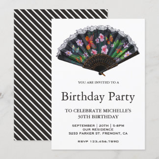 Eleganter orientalischer Floral Fan Geburtstag Einladung