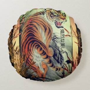 Eleganter orientalischer Tigerbambus elegantes Sch Rundes Kissen