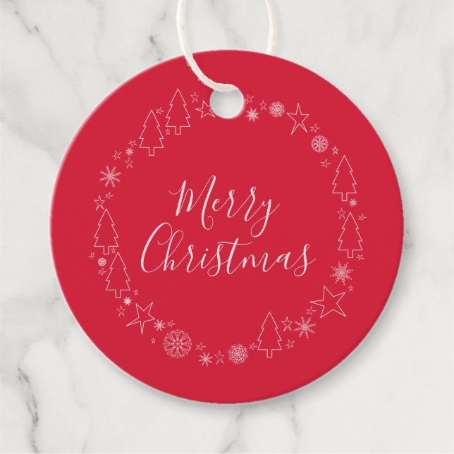 Eleganter Original Weihnachtskranz Geschenkanhänger (Vorderseite)