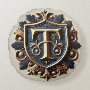Eleganter ornamentaler heraldischer Schild Rundes Kissen