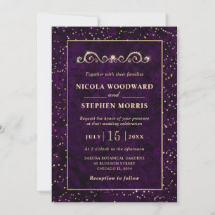 Eleganter Ornaments Goldrahmen Violetter Marmor Ho Einladung