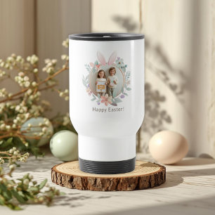 Eleganter Oster-Fotorahmen   Hasen-Kranz-Design Reisebecher
