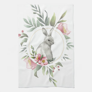 Eleganter Osterhase Floral Geschirrtuch