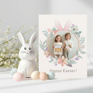 Eleganter Osterhasen-Kranz-Foto-Postkarte Postkarte