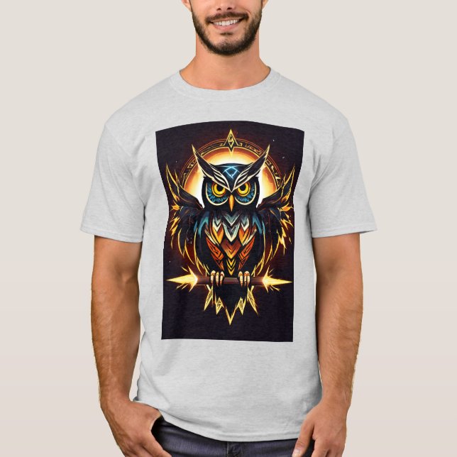 Eleganter Owl Print T - Shirt - Natur Inspiriert T (Vorderseite)