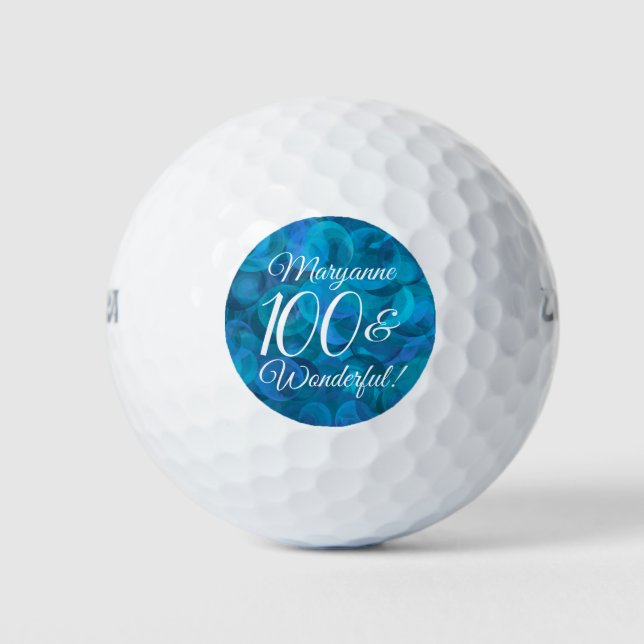 Eleganter Ozean Blue 100 und wunderbarer Geburtsta Golfball (Vorderseite)