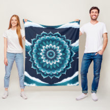 Eleganter Ozeanwellen-Mandala-Wurfdecke