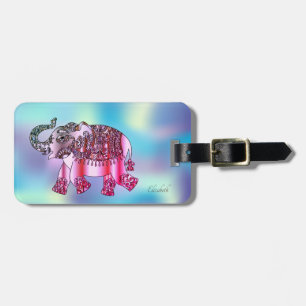Eleganter Paisley-Elefant, holografisch Gepäckanhänger