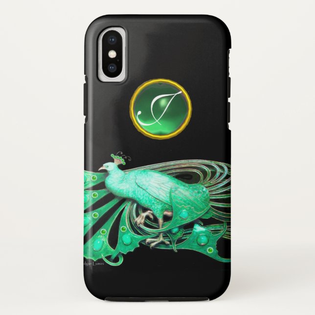 ELEGANTER PAKOCK IN GRÜN, JADE-MONOGRAMM Case-Mate iPhone HÜLLE (Rückseite)