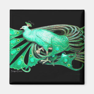 ELEGANTER PAKOCK IN GRÜN, SCHWARZ MAGNET