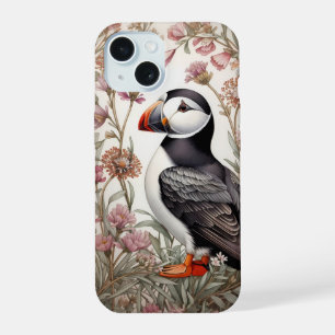 Eleganter Papageientaucher William Morris inspirie iPhone 15 Hülle