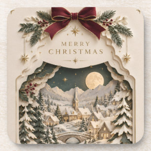 Eleganter Papercut-Christmas, geschichteter Winter Getränkeuntersetzer