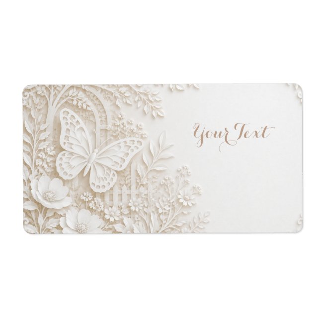 Eleganter Papercut Schmetterling mit Blumenrahmen (Vorne)