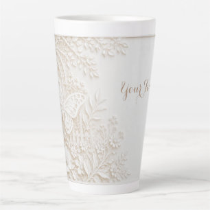 Eleganter Papercut Schmetterling mit Blumenrahmen Milchtasse