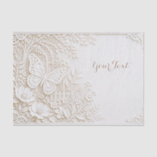 Eleganter Papercut Schmetterling mit Blumenrahmen Seidenpapier
