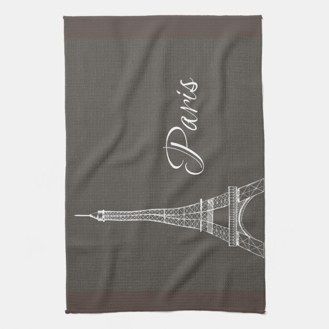 Eleganter Paris-Eiffelturm-dunkelgrauer Geschirrtuch (Vertikal)