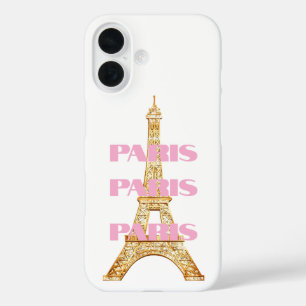 Eleganter Pariser Eiffelturm Paris in Rosa iPhone 16 Hülle