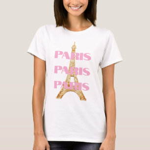 Eleganter Pariser Eiffelturm Paris in Rosa T-Shirt