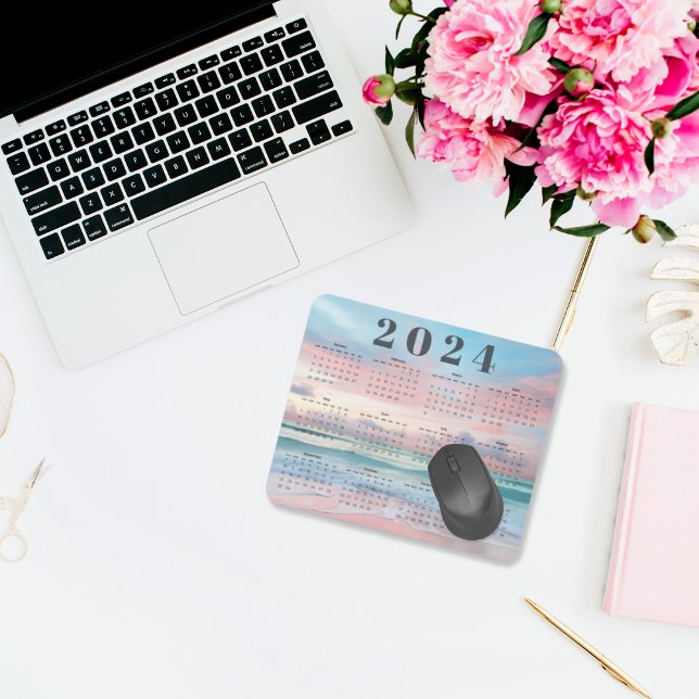 Eleganter Pastel Beach Sunset 2024 Jahreskalender Mousepad (Von Creator hochgeladen)