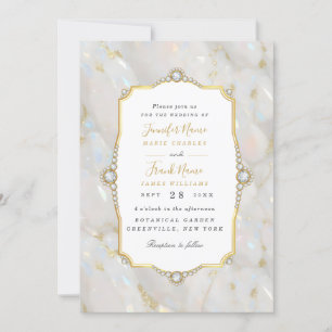 Eleganter Pastel Opal Gemstone Goldrahmen Einladung