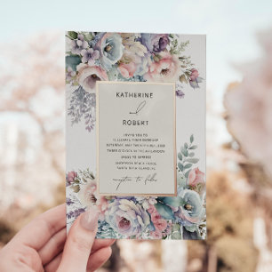 Eleganter Pastell-Garten-Blumenhochzeit Folieneinladung