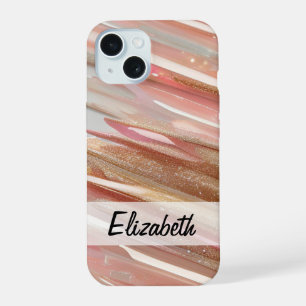 Eleganter Pastell-Glitter Rosa Blau Gold Silber iPhone 15 Hülle