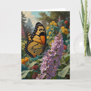 Eleganter Pastell-Wildblumengarten mit Schmetterli Karte