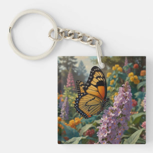Eleganter Pastell-Wildblumengarten mit Schmetterli Schlüsselanhänger
