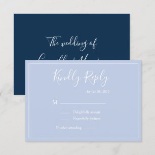 Eleganter pastellblau, modern weiß Hochzeit rsvp Einladung