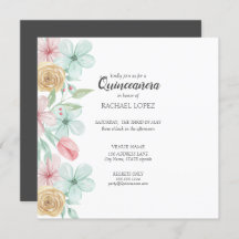 Eleganter Pastellblumen| Goldrahmen Quinceanera
