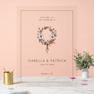 Eleganter pastellfarbener Blumenkranz Acrylschild