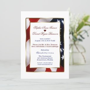 Eleganter Patriotic Gold USA Flag Abend Wedding Einladung