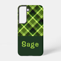 Eleganter Pea Green Kariert Monogram Phone Case