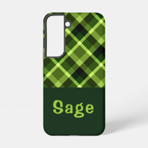 Eleganter Pea Green Kariert Monogram Phone Case Samsung Galaxy Hülle